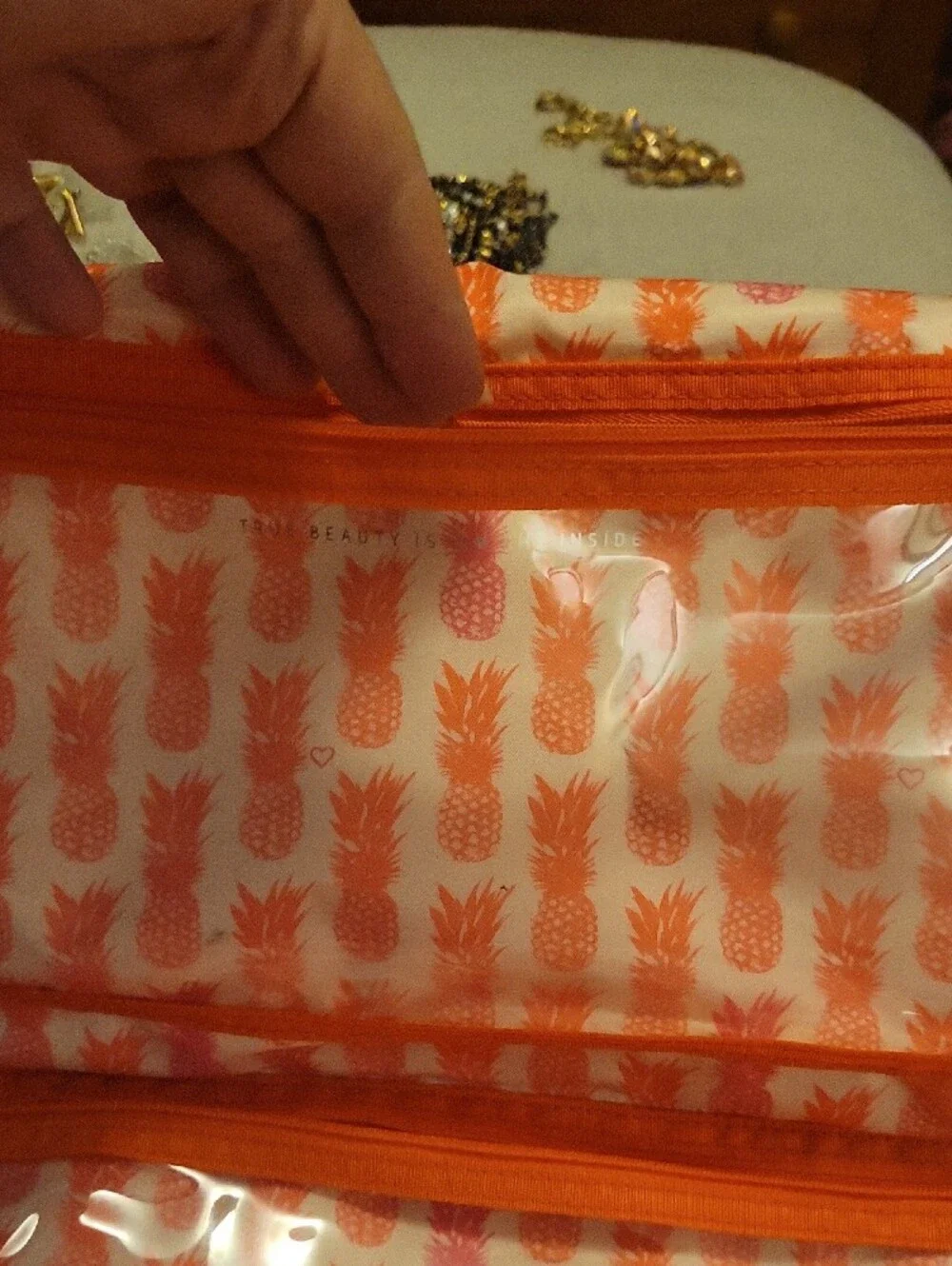 Stella & Dot Orange Geometric Travel Jewelry Roll